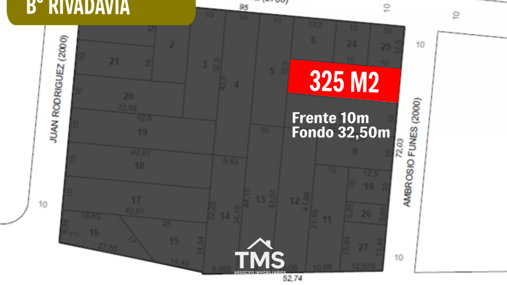 Terreno 325 mts zona Sabattini y Sgto. Cabral