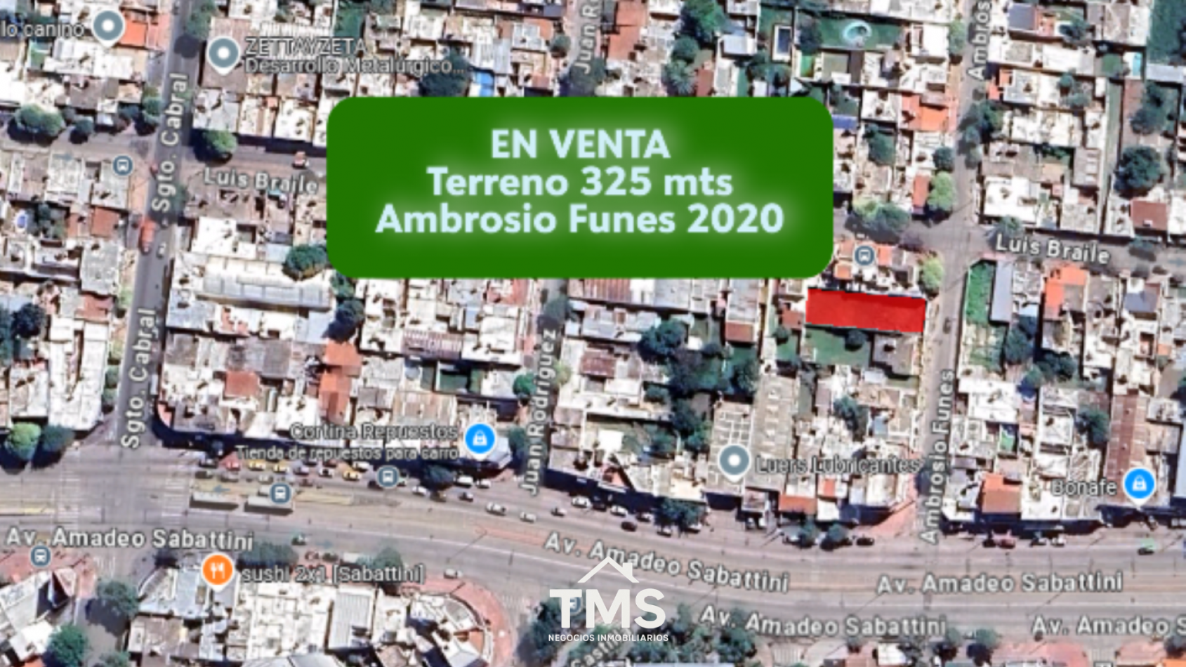 Terreno 325 mts zona Sabattini y Sgto. Cabral